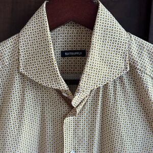 Suitsupply Men's Retro Dress Shirt - Yellow and White